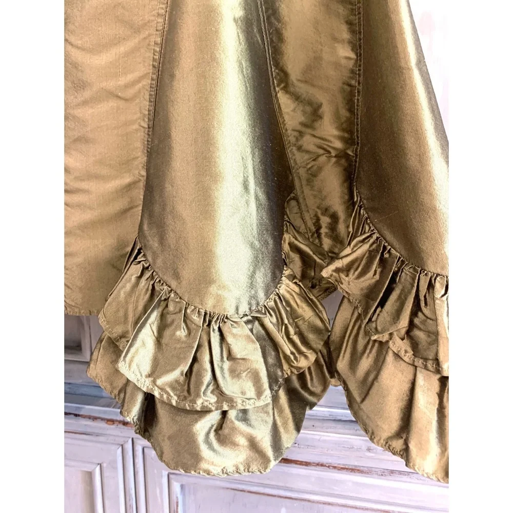 Areli Ballin's Gold Silk Taffeta Skirt Sz 2 - Picture 4 of 11